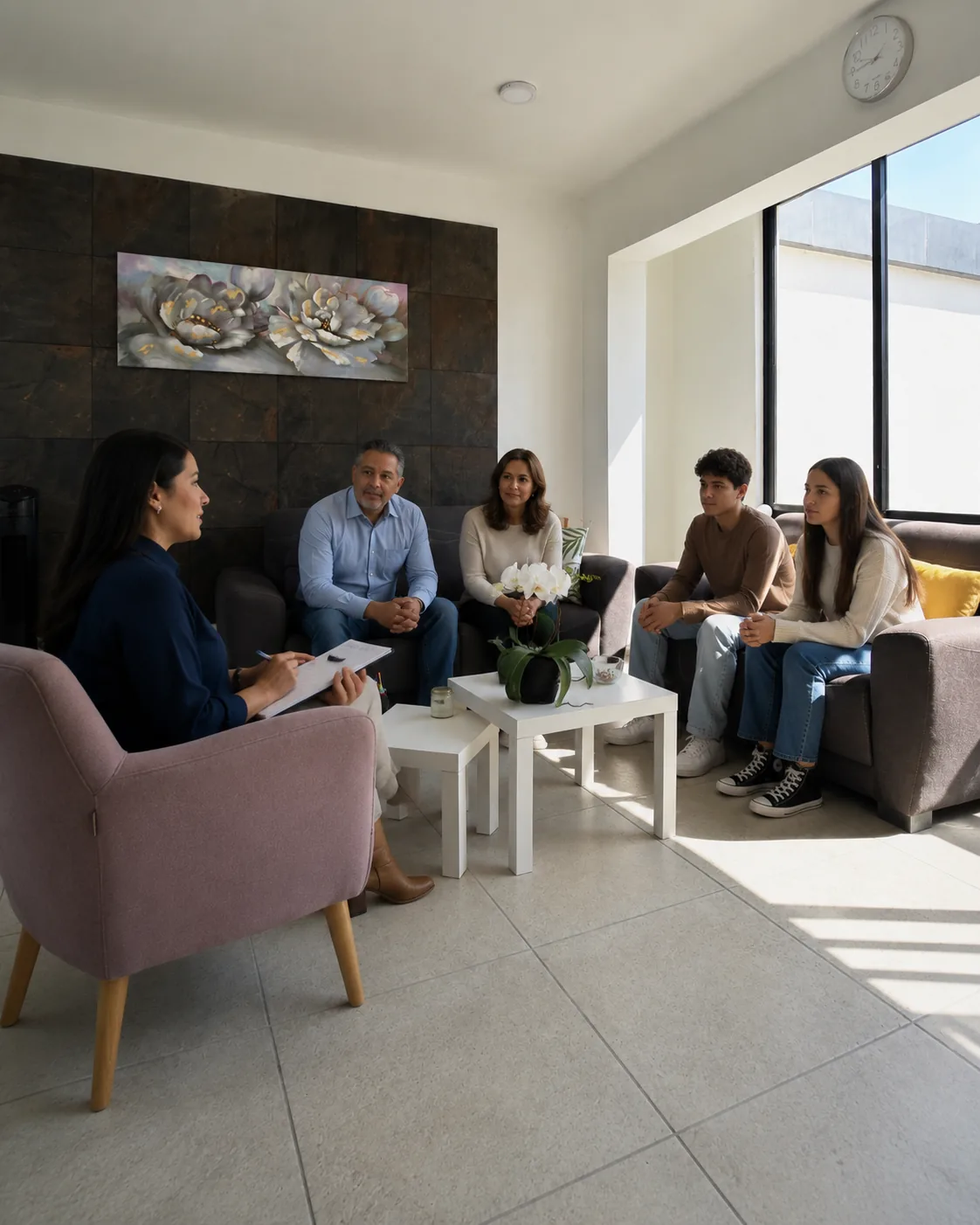 Familia durante terapia familiar en Psicoterapia Integral Toluca