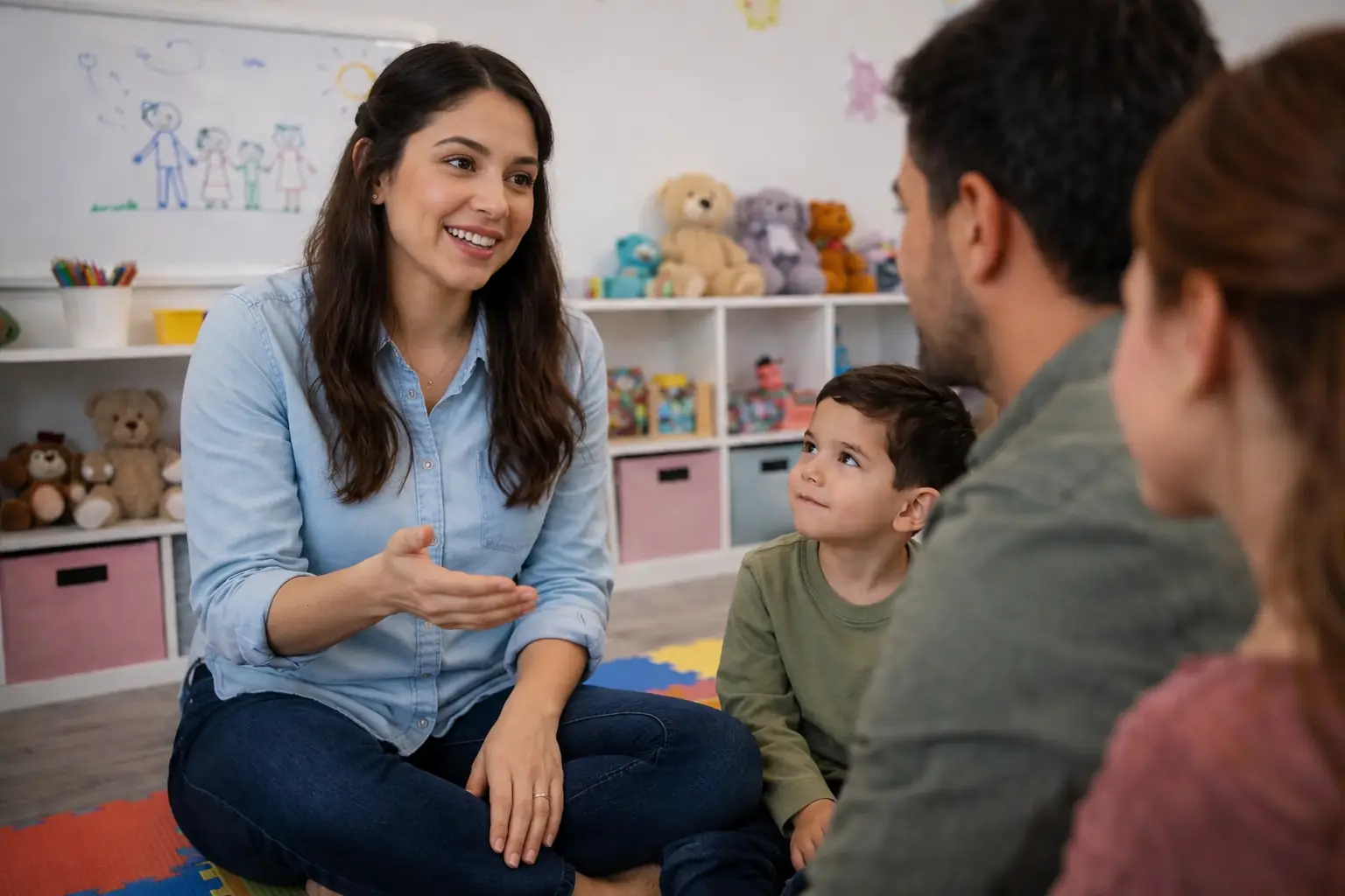 Padres participando en un proceso de terapia infantil en Toluca